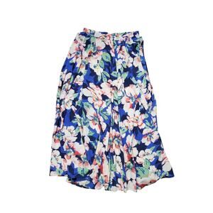 Flint & Moss Maxi Skirt Size Large Blue Pink Floral Elastic‎ Waist NWT